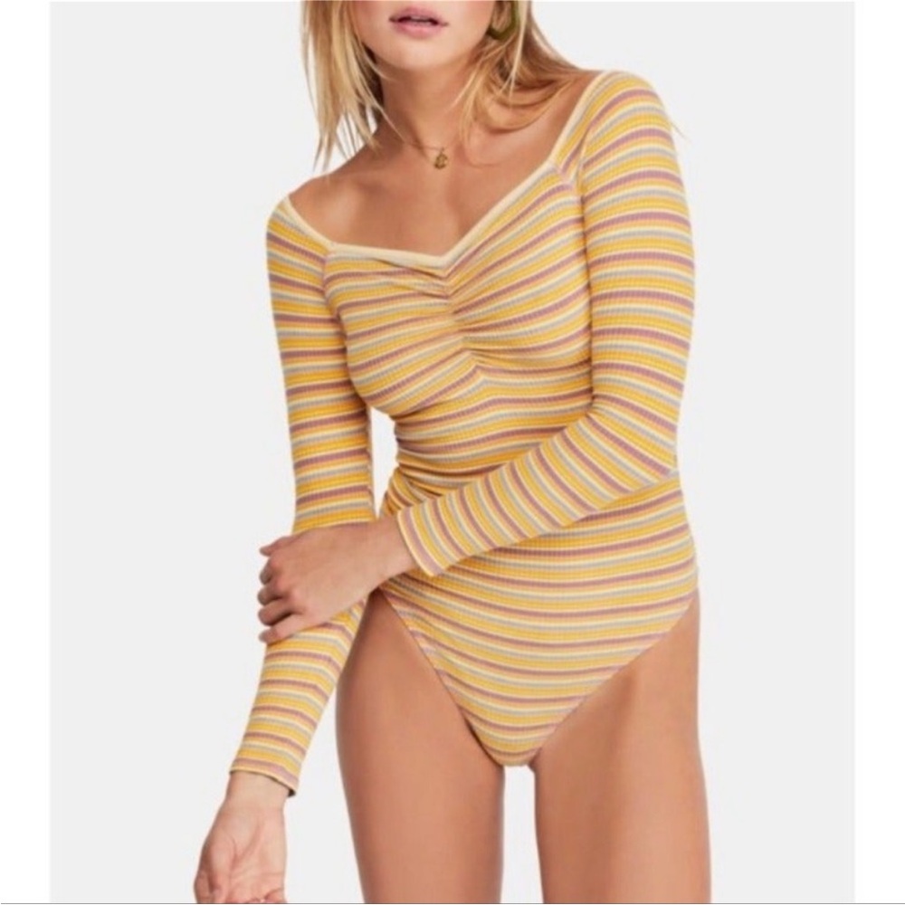 NWT Free People Put A Stripe On It Bodysuit